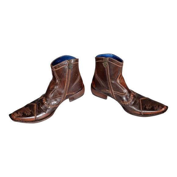 Mark Nason TRAXX Dragon Rock Lives Ankle Boots Biker Brown Leather Men's 8.5 - Picture 9 of 16